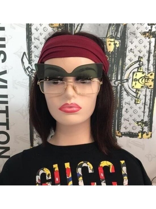 New Authentic Gucci GG0363S 001 Gold Flip-Up Rectangular Sunglasses Green Lenses main image 5
